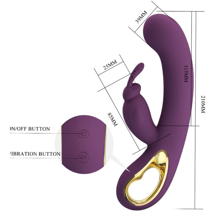 Pretty Love - Liam Vibrateur Lapin et Stimulateur de Point g Violet