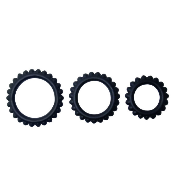 Baile - Titan Set 3 pz Anelli Per il Cazzo Nero 2.8 + 2.4 + 1.9 cm