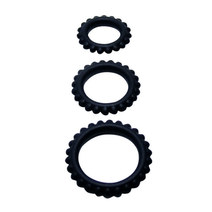 Baile - Titan Set 3stk Cockring Schwarz 2.8 + 2.4 + 1.9 cm
