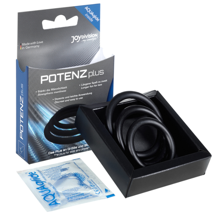 Joydivision Potenzduo - Plus Conjunto de 3 Anéis Pretos - s, m, l