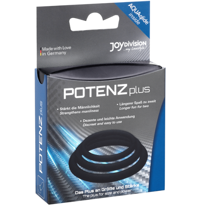 Joydivision Potenzduo - Plus 3 Black Rings Set - s, m, l