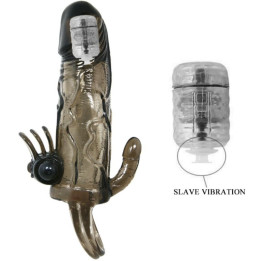 Baile - Couvre-Pénis Brave Man Avec Stimulation Clito et Anal Double Bullet Noir 16.5 cm