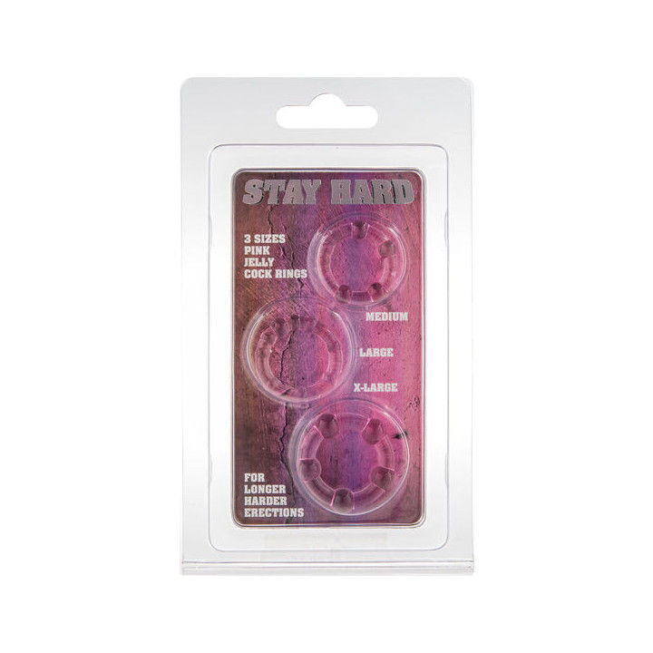 Seven Creations - Set di Tre Anelli Per Pene Rosa