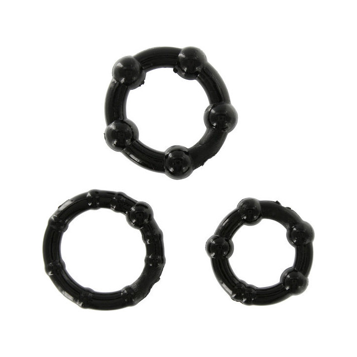 Seven Creations - Conjunto de Três Anéis de Pénis Pretos