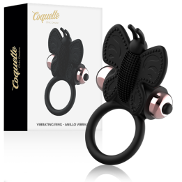 Coquette Chic Desire - Cock Ring Butterfly With Vibrator Black/ Gold
