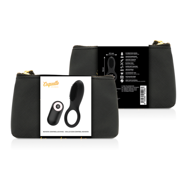 Coquette Chic Desire - Cock Ring Controle Remoto Recarregvel Preto/ Ouro