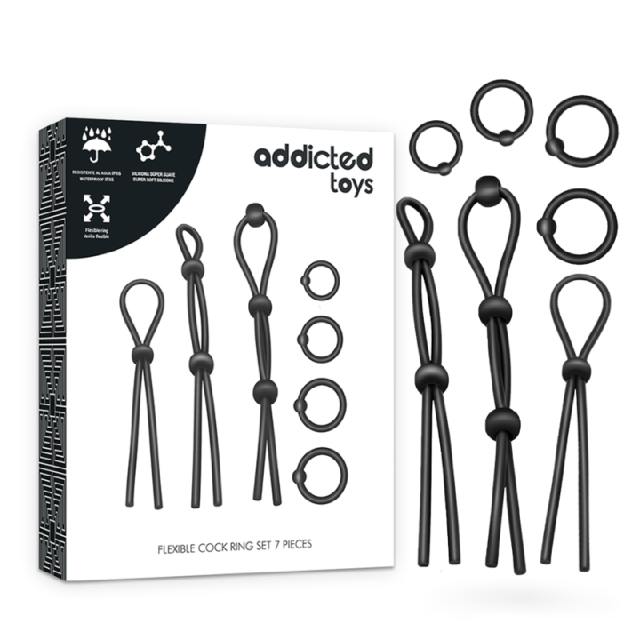 Addicted Toys - Conjunto de Anéis Para Galo de Silicone Flexível 7 Peas
