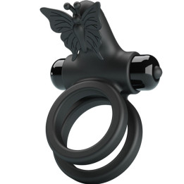 Pretty Love - Doppio Anello Vibrante Con Stimolatore Nero