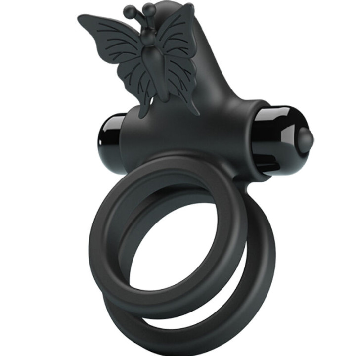 Pretty Love - Double Anneau Vibrant Avec Stimulateur Noir