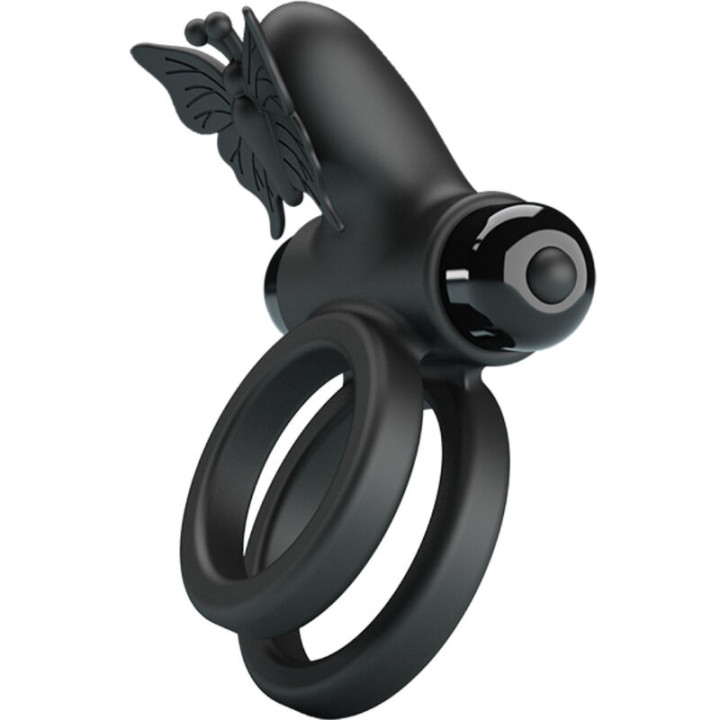 Pretty Love - Doppio Anello Vibrante Con Stimolatore Nero