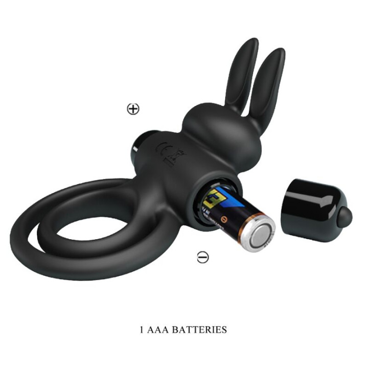 Pretty Love - Anneau de Lapin Vibrator Iii Pour Pénis Noir