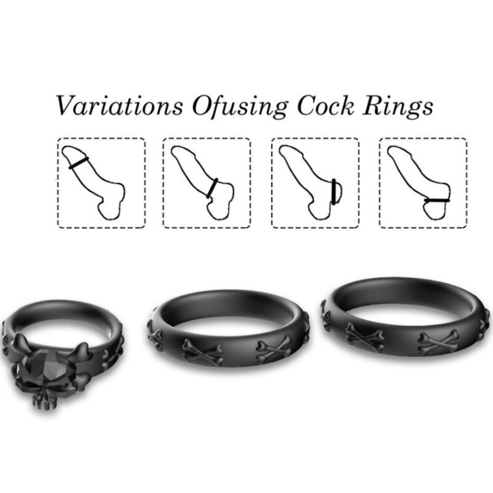 Armony - Bagues Calavera Silicone Noir