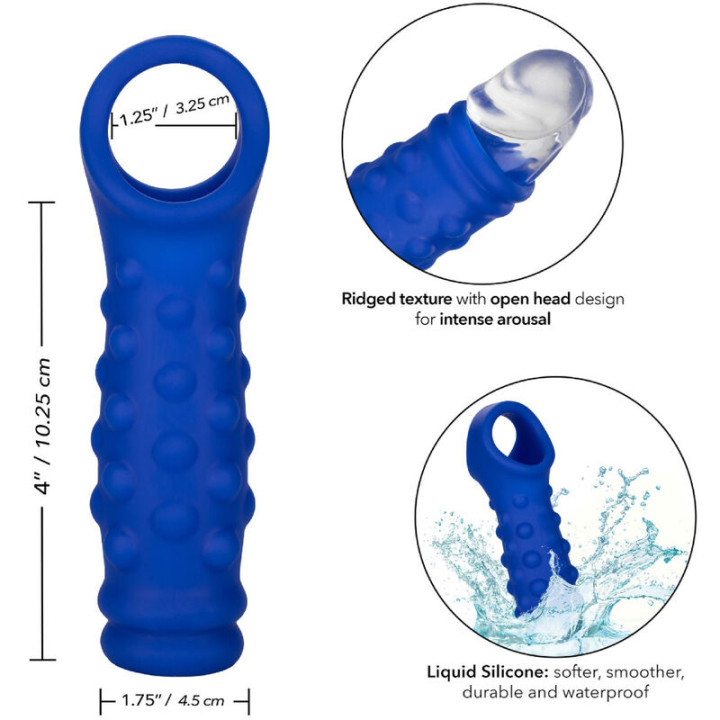 Calexotics - Admiral Copertura Per Pene Con Perline in Silicone Liquido Blu