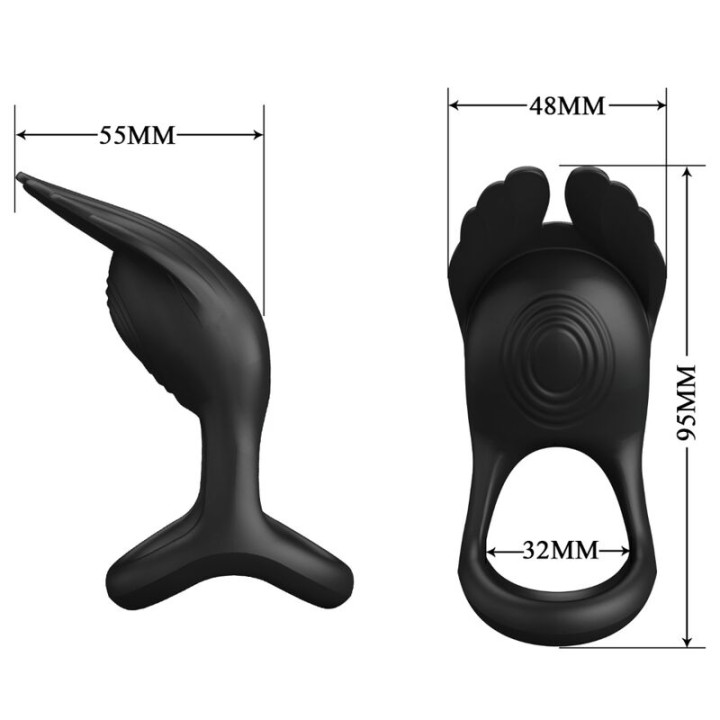 Pretty Love - Silas Anneau Pénis Vibrant 7 Vibrations Silicone Noir