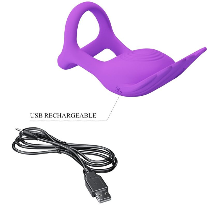 Pretty Love - Silas Anneau Pénis Vibrant 7 Vibrations Silicone Violet