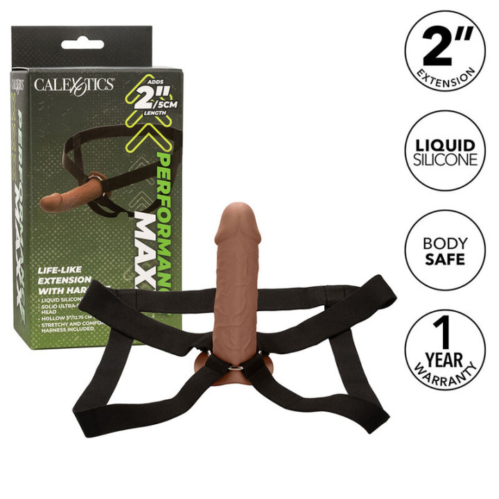 Calexotics - Performance Maxx Life-Like Extension Com Arnês Pele Marrom