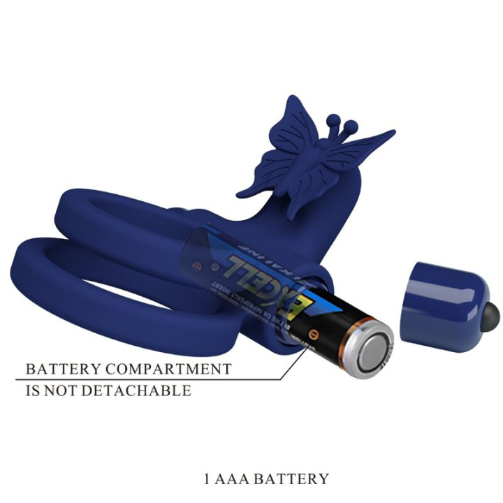 Pretty Love - Jamele Anel Duplo Com Estimulador de Vibrao e Borboleta Azul