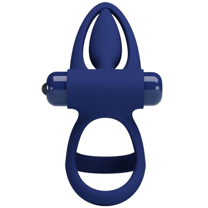Pretty Love - Mat Double Ring With Vibration & Stimulator Blue