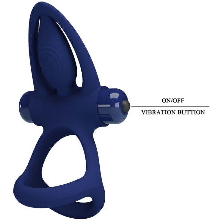 Pretty Love - Mat Double Anneau Avec Vibration & Stimulateur Bleu