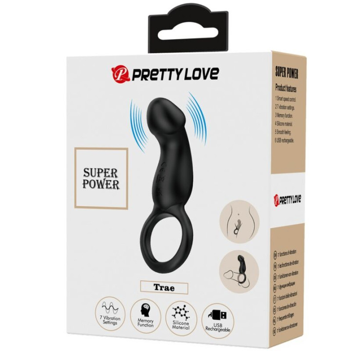 Pretty Love - Trae Wibrujacy Pierscien z Czarnym Stymulatorem