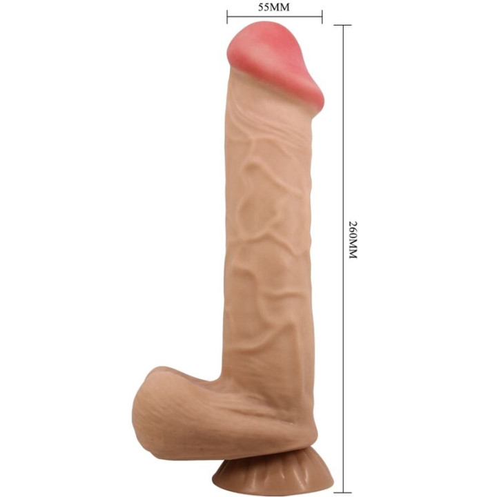 Pretty Love - Sliding Skin Series Realistic Dildo With Sliding Skin Suction Cup Flesh 26 cm
