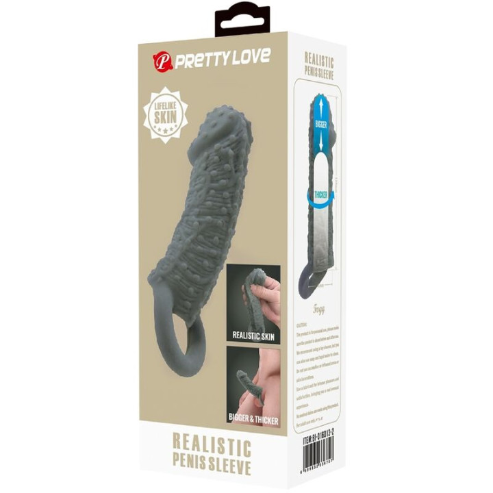 Pretty Love - Modello Realistico di Ingrandimento e Manica di Ritardo Per il Pene 2 Grigio
