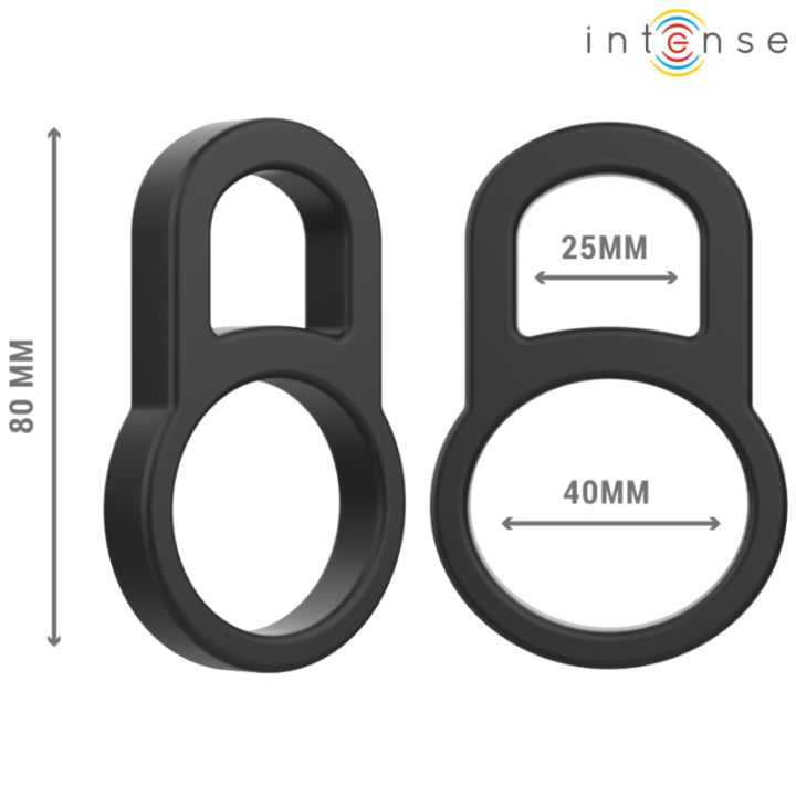 Intense - Bobby Doppio Anello Per Pene in Silicone Nero
