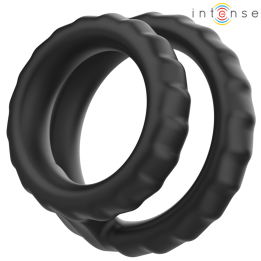 Intense - Dewey Doppio Anello Per Pene in Silicone Modello Nero 2