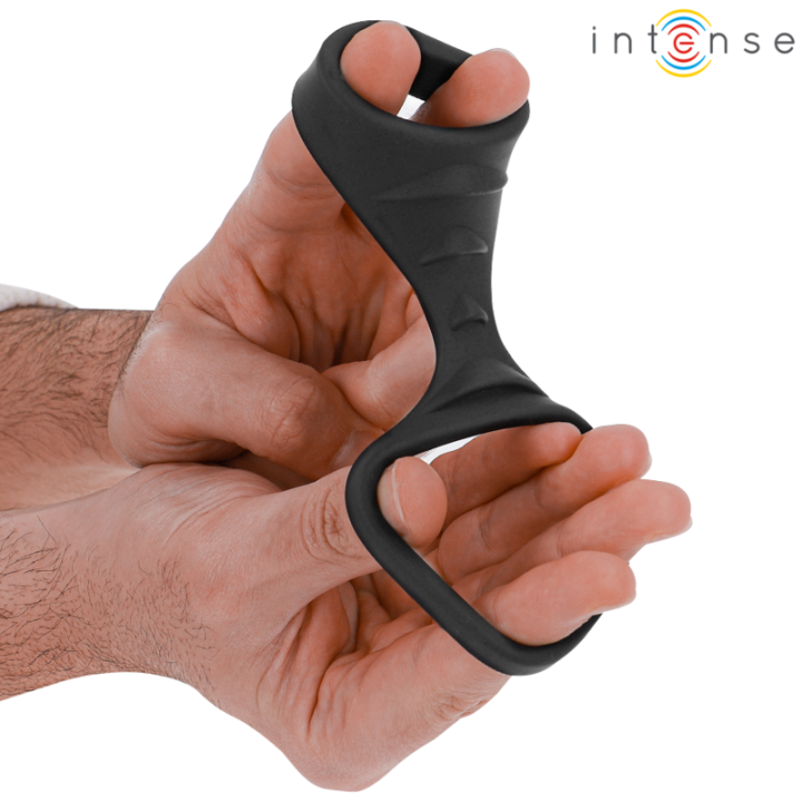 Intense - Theo Anel de Silicone Duplo Para Pênis Modelo 3 Preto