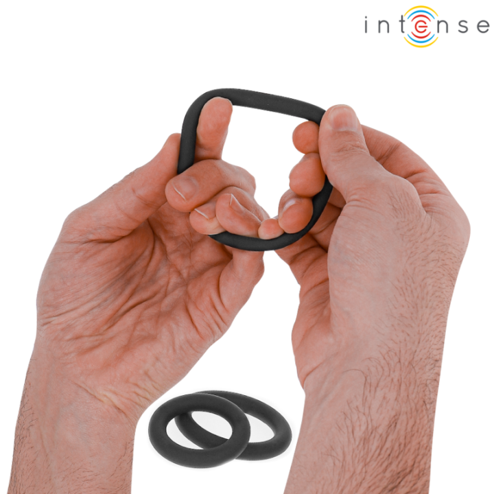 Intense - Hugh 3 Anelli Per Pene in Silicone Basic Neri