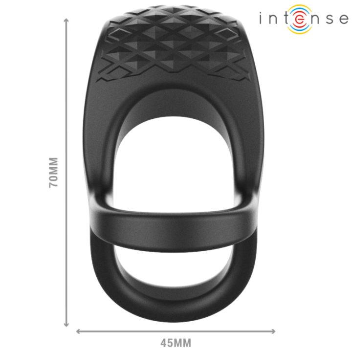 Intense - Alex Vibrador Anel Duplo Penis 10 Vibrações Preto