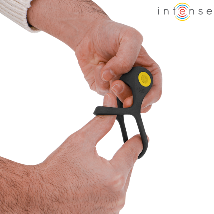 Intense - Alex Vibrador Anel Duplo Penis 10 Vibrações Preto