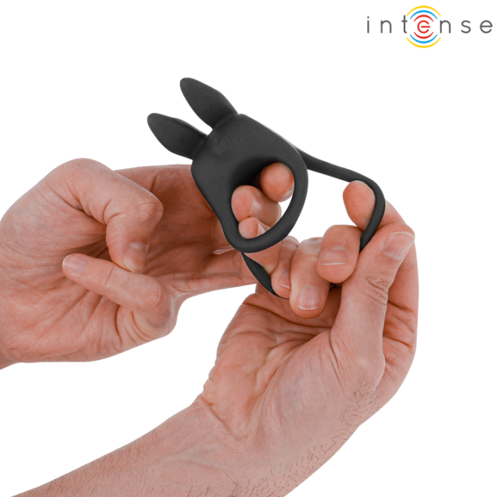 Intense - Sam Vibrador Anel Duplo Penis 10 Vibrações Preto