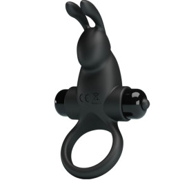 Pretty Love - Anel Vibratório + Estimulador de Clitóris de Coelho 10 Vibrações Preto