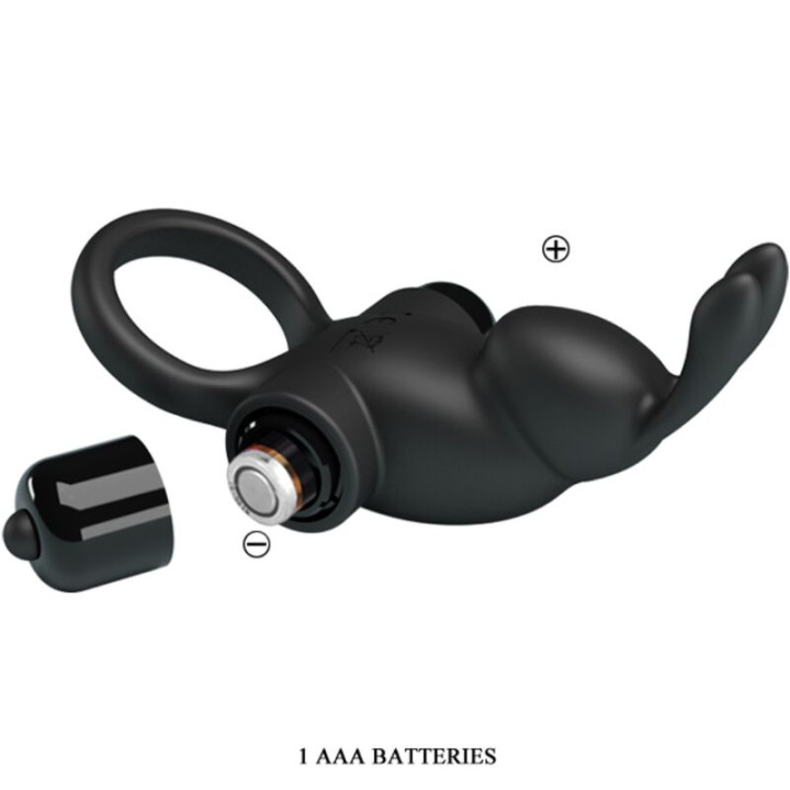 Pretty Love - Anneau Vibrant + Stimulateur de Clitoris Rabbit 10 Vibrations Noir