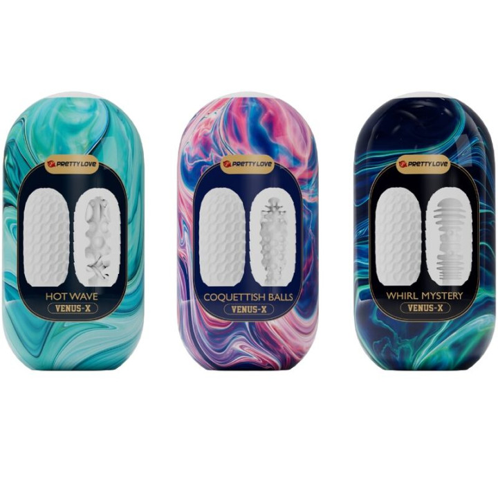 Pretty Love - Venus x 15 Masturbadores Masculinos Silicona Blanco