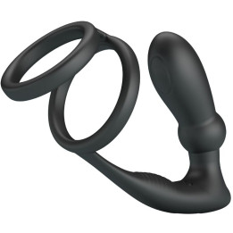 Pretty Love - Emoni Penis Ring + Anal Plug 12 Wibracji Czarny