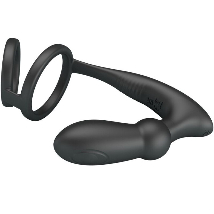 Pretty Love - Emoni Penis Ring + Anal Plug 12 Wibracji Czarny