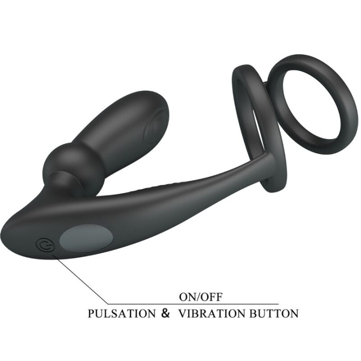Pretty Love - Emoni Penis Ring + Anal Plug 12 Wibracji Czarny