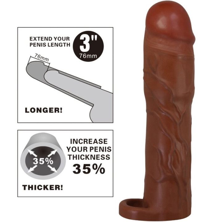 Pretty Love - Manchon de Pénis Gerd Avec Extension de 7,6 cm Mulâtre