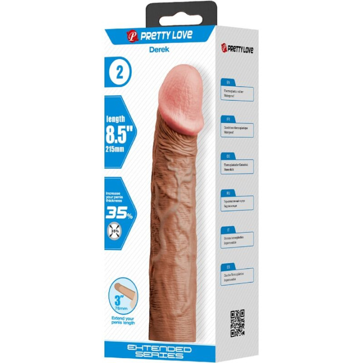 Pretty Love - Derek Funda Pene Con Extensión de 7.6 cm Mulato