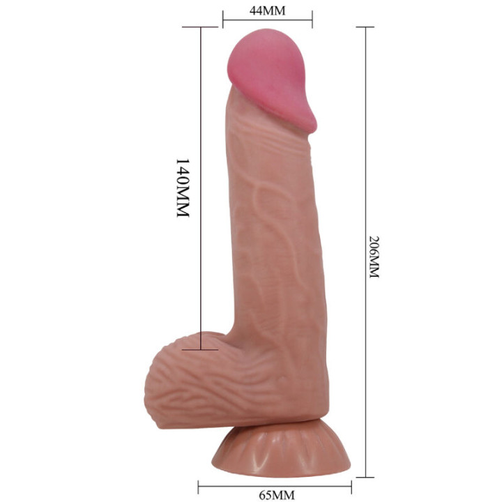 Pretty Love - Série Sliding Skin Gode Réaliste Avec Ventouse Coulissante Peau Brun 20,6 cm