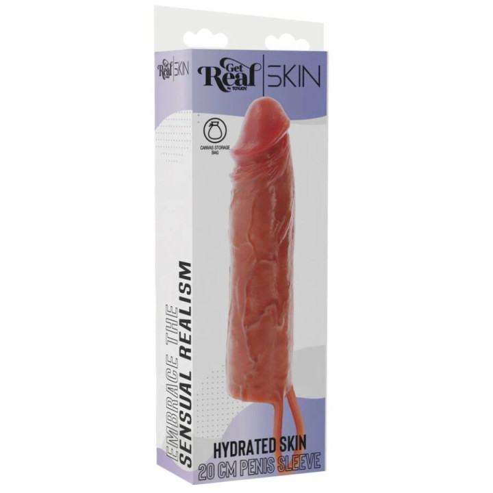Get Real - Nawilżona Skóra Silikonowa na Penisa Karmelowa 20 cm