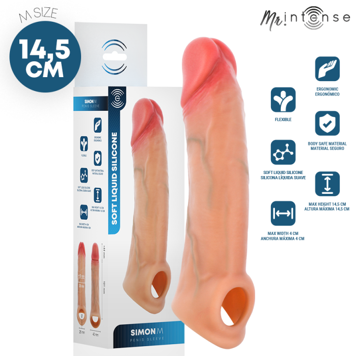 Mr Intense - Simon m Manchon Pénis en Silicone 14,5 cm -ø- 4 cm