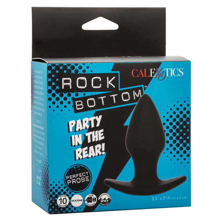 Calexotics - Rock Bottom Perfect Anal Plug 10 Vibrations Silicone Black