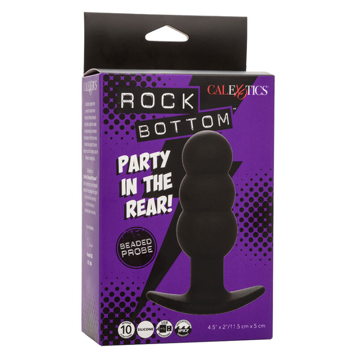 Calexotics - Rock Bottom Perline Tappo Anale 10 Vibrazioni Silicone Nero