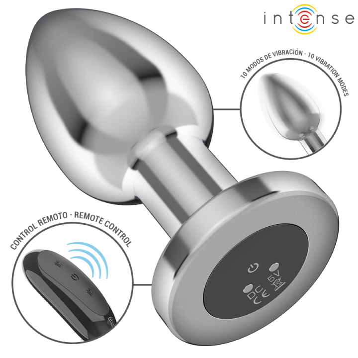 Intense - Anal Plug 10 Vibrations Metal With Remote Control l
