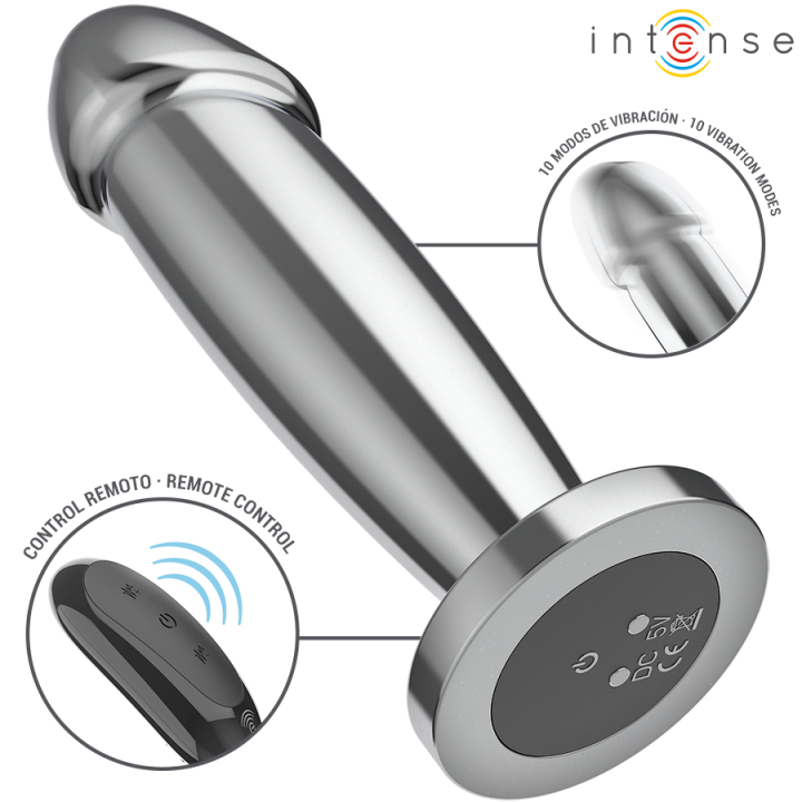 Intense - Anal Plug 10 Vibrations Metal Dildo With Remote Control m