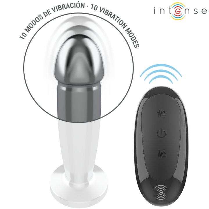 Intense - Anal Plug 10 Vibrations Metal Dildo With Remote Control m