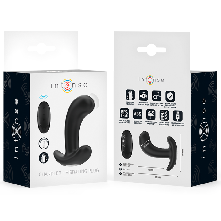 Intense - Chandler Anal Plug 10 Vibrations Black Remote Control